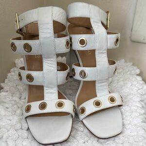 Saks Fifth Avenue White Phaedra Grommeted Sandals